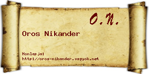Oros Nikander névjegykártya